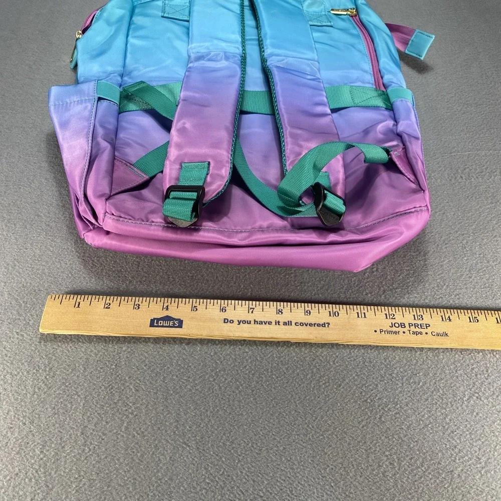 NWT Lovevook Travel Laptop Backpack Gold Zippers  Purple Turquoise Color Fade